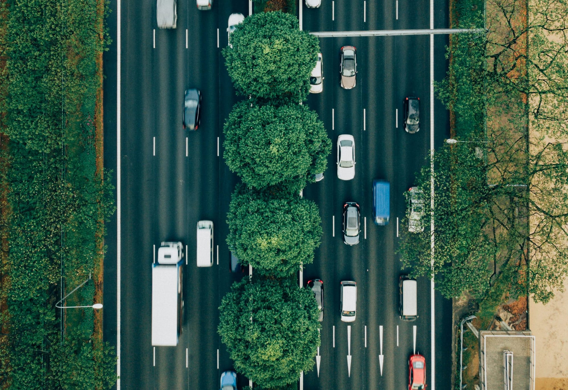 aerial photography of road with cars